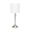 Simple Designs Brushed Nickel Tapered Table Lamp with White Fabric Drum Shade LT1076-BNW